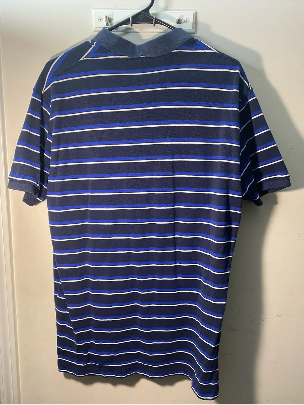 Ralph Lauren Navy Blue Striped Polo with Yellow Logo